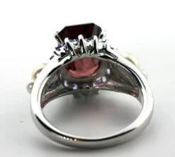 AJD Elegant 7.2 Ct Brilliant Red Zircon, Sapphire, Pearl Sterling Cocktail Ring -Mode Bijouterie Magasin IMG 1442 master