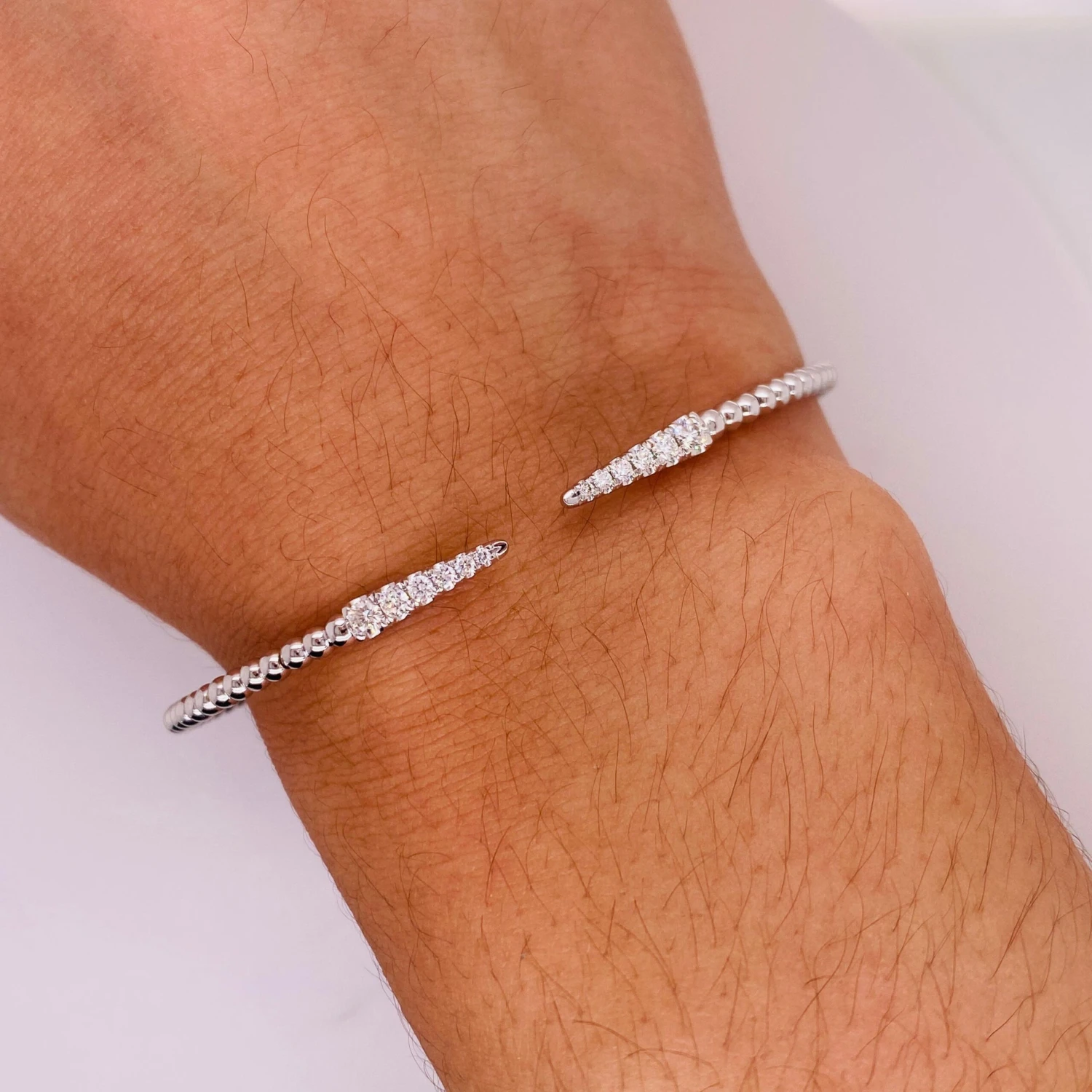 Diamond Spike Bracelet Flexible Cuff Bangle, .26 Carats BG4216-62W45JJ LV 14kt 4 Diamond Spike Bracelet Flexible Cuff Bangle, .26 Carats BG4216-62W45JJ LV 14kt – Image 2