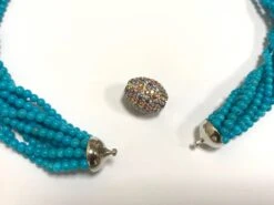 Unknown Necklace Turquoises Fancy Sapphires Clasp Multi-Strand White Gold 18 Karat 11 Unknown Necklace Turquoises Fancy Sapphires Clasp Multi-Strand White Gold 18 Karat -Mode Bijouterie Magasin IMG 1746 master