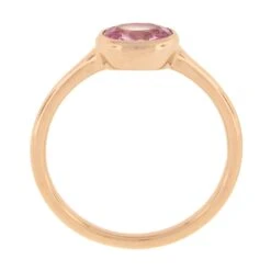 NEW 14k Rose Gold 1.29ctw GIA Oval Orangy Pink Sapphire Bezel Solitaire Ring -Mode Bijouterie Magasin IMG 1757 marked master