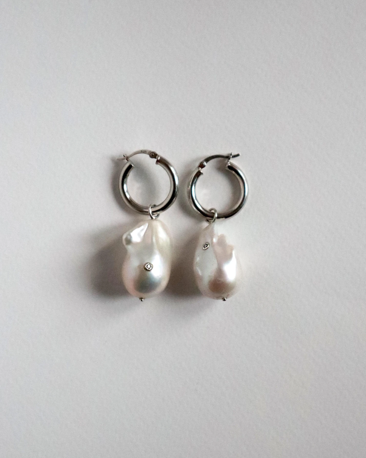 Cyntia Miglio Baroque Pearl With Diamonds Hoop Earrings 5 Cyntia Miglio Baroque Pearl With Diamonds Hoop Earrings – Image 3