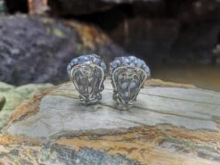 Unknown Blue Star Sapphire With Blue Sapphire And Diamond Earrings 18 Karat White Gold -Mode Bijouterie Magasin IMG 20210529 104143 master