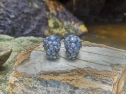 Unknown Blue Star Sapphire With Blue Sapphire And Diamond Earrings 18 Karat White Gold -Mode Bijouterie Magasin IMG 20210529 104203 master