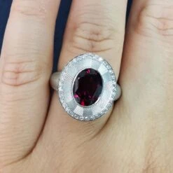 Rhodolite 2.51 Carat Diamonds 18 Karat White Gold Tweed Ring -Mode Bijouterie Magasin IMG 20230309 094346 master