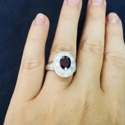 Rhodolite 2.51 Carat Diamonds 18 Karat White Gold Tweed Ring -Mode Bijouterie Magasin IMG 20230309 094404 master