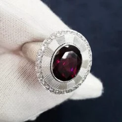 Rhodolite 2.51 Carat Diamonds 18 Karat White Gold Tweed Ring -Mode Bijouterie Magasin IMG 20230309 094456 master