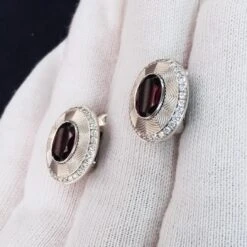 Rhodolite 2.97 Carat Diamonds 18 Karat White Gold Tweed Earrings -Mode Bijouterie Magasin IMG 20230309 094741 master
