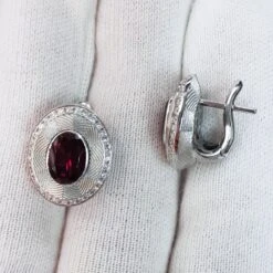 Rhodolite 2.97 Carat Diamonds 18 Karat White Gold Tweed Earrings -Mode Bijouterie Magasin IMG 20230309 094809 master