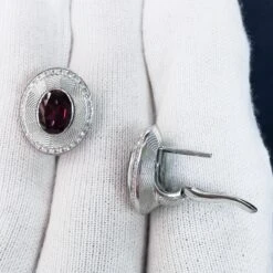 Rhodolite 2.97 Carat Diamonds 18 Karat White Gold Tweed Earrings -Mode Bijouterie Magasin IMG 20230309 094828 master