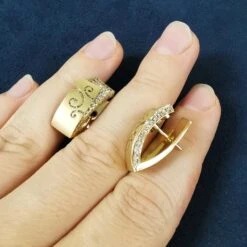 Champagne Diamonds 18 Karat Yellow Gold Veil Earrings 18 Champagne Diamonds 18 Karat Yellow Gold Veil Earrings -Mode Bijouterie Magasin IMG 20230321 111100 master