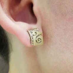 Champagne Diamonds 18 Karat Yellow Gold Studs Veil Earrings -Mode Bijouterie Magasin IMG 20230321 114951 master