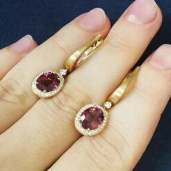 Pink Tourmaline Diamonds Enamel 18 Karat Yellow Gold New Classic Earrings 16 Pink Tourmaline Diamonds Enamel 18 Karat Yellow Gold New Classic Earrings -Mode Bijouterie Magasin IMG 20230529 094106 master