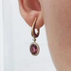 Pink Tourmaline Diamonds Enamel 18 Karat Yellow Gold New Classic Earrings 20 Pink Tourmaline Diamonds Enamel 18 Karat Yellow Gold New Classic Earrings -Mode Bijouterie Magasin IMG 20230529 094238 master