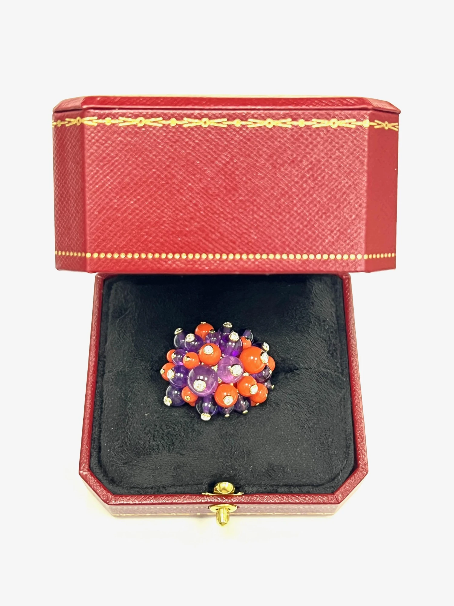Cartier Pom Pom Coral Amethyst Ring 11 Cartier Pom Pom Coral Amethyst Ring – Image 9