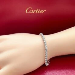 Cartier Essential Lines Round Diamond Tennis Bracelet 18 Karat White Gold Box -Mode Bijouterie Magasin IMG 2042 1 master