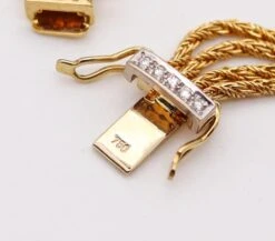 Tiffany & Co. Textured Station Chain Bracelet In 18kt Yellow Gold With Diamonds -Mode Bijouterie Magasin IMG 2449 master