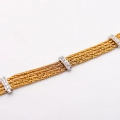 Tiffany & Co. Textured Station Chain Bracelet In 18kt Yellow Gold With Diamonds -Mode Bijouterie Magasin IMG 2450 master