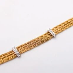 Tiffany & Co. Textured Station Chain Bracelet In 18kt Yellow Gold With Diamonds -Mode Bijouterie Magasin IMG 2451 master