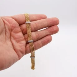 Tiffany & Co. Textured Station Chain Bracelet In 18kt Yellow Gold With Diamonds -Mode Bijouterie Magasin IMG 2452 master