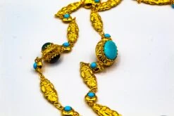 Amethyst Turquoise Tourmaline Chalcedony Chrysoprase Yellow Gold Drop Necklace -Mode Bijouterie Magasin IMG 2507 master