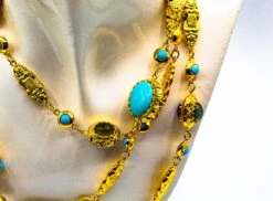 Amethyst Turquoise Tourmaline Chalcedony Chrysoprase Yellow Gold Drop Necklace -Mode Bijouterie Magasin IMG 2510 master