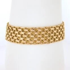 Unknown Vintage 18k Yellow Gold Wide Bismark Link Chain Bracelet W/ Box Clasp -Mode Bijouterie Magasin IMG 2533 marked master