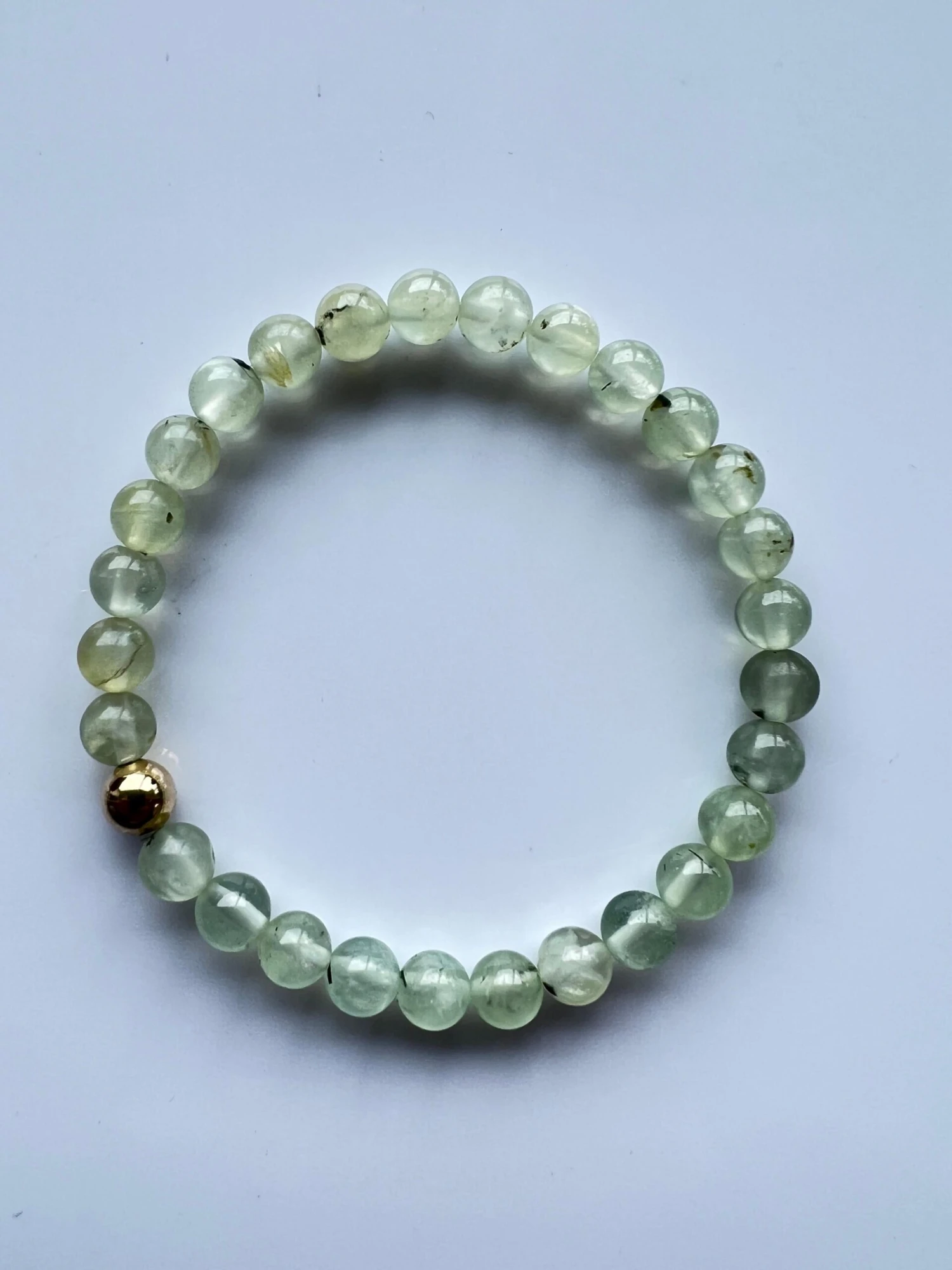Green Heart Chakra Prehnite Beaded Bracelet Semi Precious Natural Gold Filled 5 Green Heart Chakra Prehnite Beaded Bracelet Semi Precious Natural Gold Filled – Image 3
