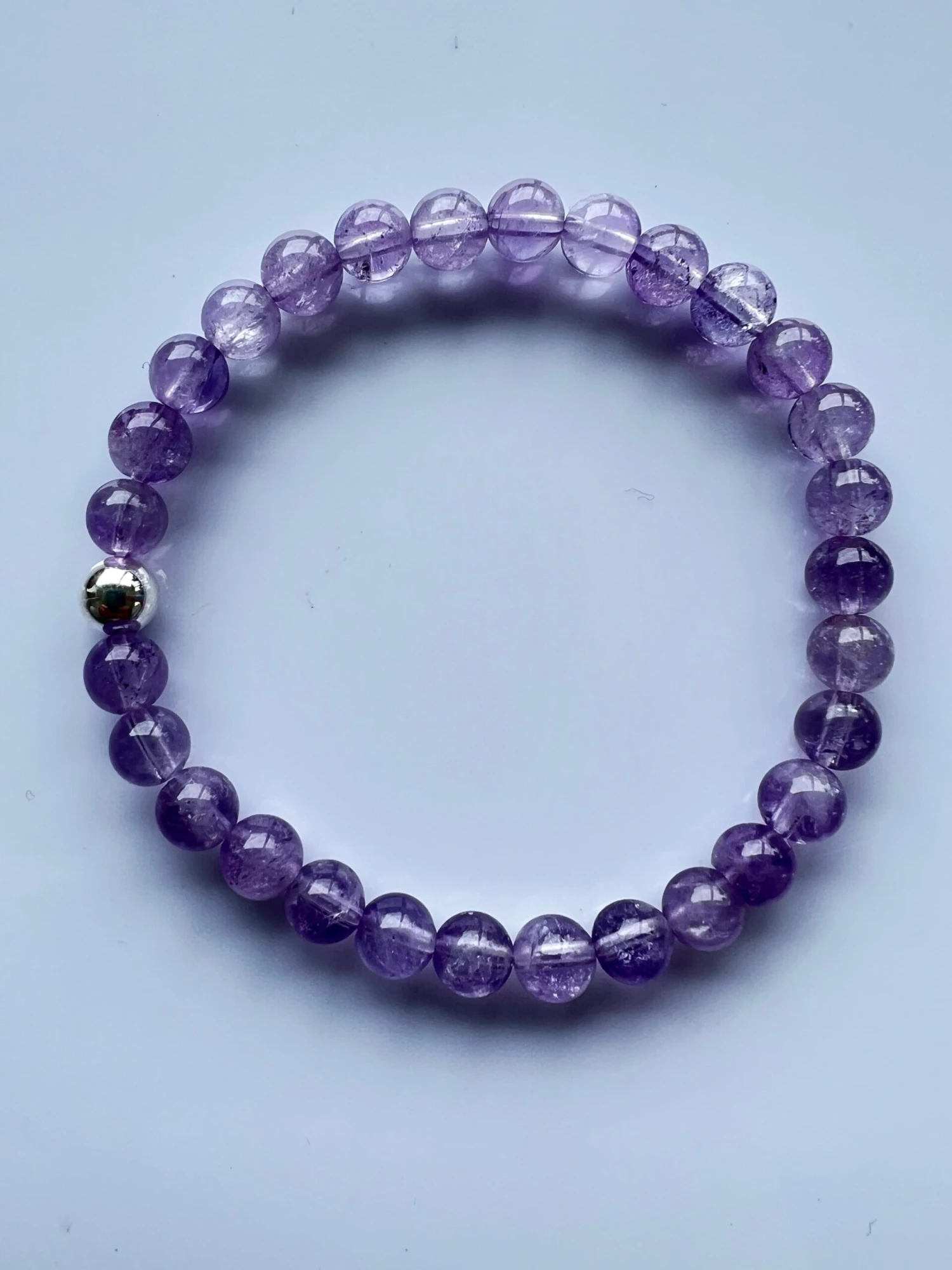 Violet Crown Chakra Beaded Bracelet Natural Semi Precious Gem Silver J Dauphin 6 Violet Crown Chakra Beaded Bracelet Natural Semi Precious Gem Silver J Dauphin – Image 4