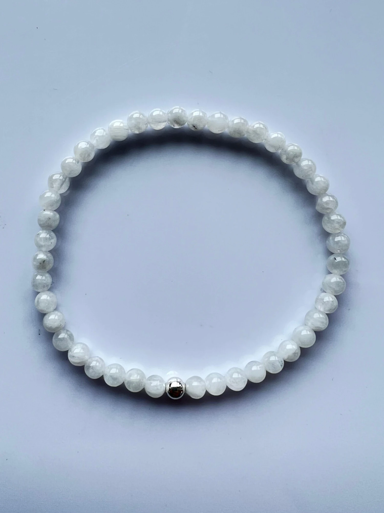 Moonstone Crown Chakra Beaded Bracelet Natural Semi Precious Gem Silver 7 Moonstone Crown Chakra Beaded Bracelet Natural Semi Precious Gem Silver – Image 5