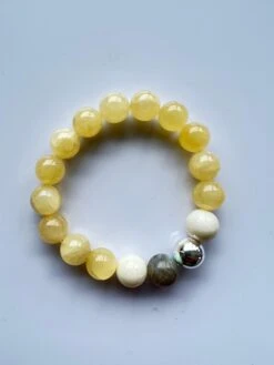 Yellow Calcite Beaded Bracelet Silver Semi Precious Natural -Mode Bijouterie Magasin IMG 2868 master