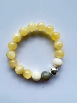 Yellow Calcite Beaded Bracelet Silver Semi Precious Natural -Mode Bijouterie Magasin IMG 2869 master