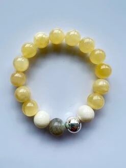 Yellow Calcite Beaded Bracelet Silver Semi Precious Natural -Mode Bijouterie Magasin IMG 2871 master
