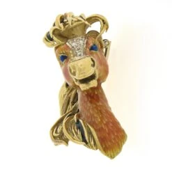 Frascarolo & Co. 18k Gold Detailed Enamel 3D Horse Head Pin Brooch W/ Diamonds 13 Frascarolo & Co. 18k Gold Detailed Enamel 3D Horse Head Pin Brooch W/ Diamonds -Mode Bijouterie Magasin IMG 2879 marked master