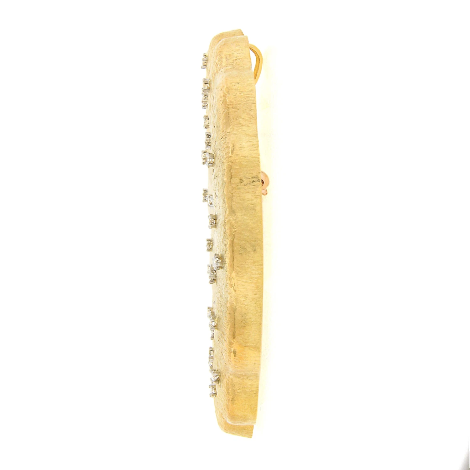 Unknown 18k Gold & Platinum Ruby & Diamond Hammered Textured Large Flower Pendant Brooch 8 Unknown 18k Gold & Platinum Ruby & Diamond Hammered Textured Large Flower Pendant Brooch – Image 6