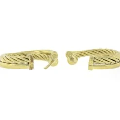 David Yurman 18k Yellow Gold Cable & Polished Tubes Round Hoop Earrings 11 David Yurman 18k Yellow Gold Cable & Polished Tubes Round Hoop Earrings -Mode Bijouterie Magasin IMG 3038 marked master