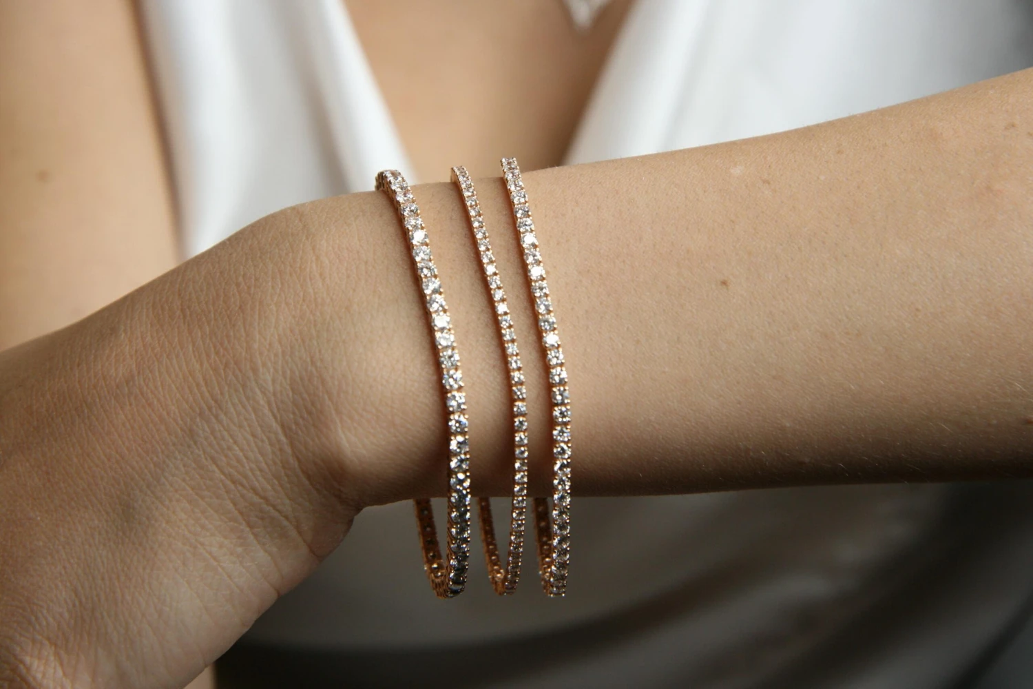 5.71 Carat VS G Color Diamonds Total Stones 57 Rose Gold Tennis Bracelet 12 5.71 Carat VS G Color Diamonds Total Stones 57 Rose Gold Tennis Bracelet – Image 10