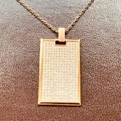 Large Pave Diamond Tag Necklace In 18k Pink Gold -Mode Bijouterie Magasin IMG 3111 2 master