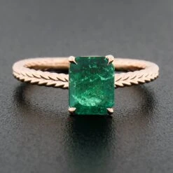 New 14k Gold 1.43ctw GIA Octagonal Prong Green Emerald Solitaire Engagement Ring 15 New 14k Gold 1.43ctw GIA Octagonal Prong Green Emerald Solitaire Engagement Ring -Mode Bijouterie Magasin IMG 3136 marked master