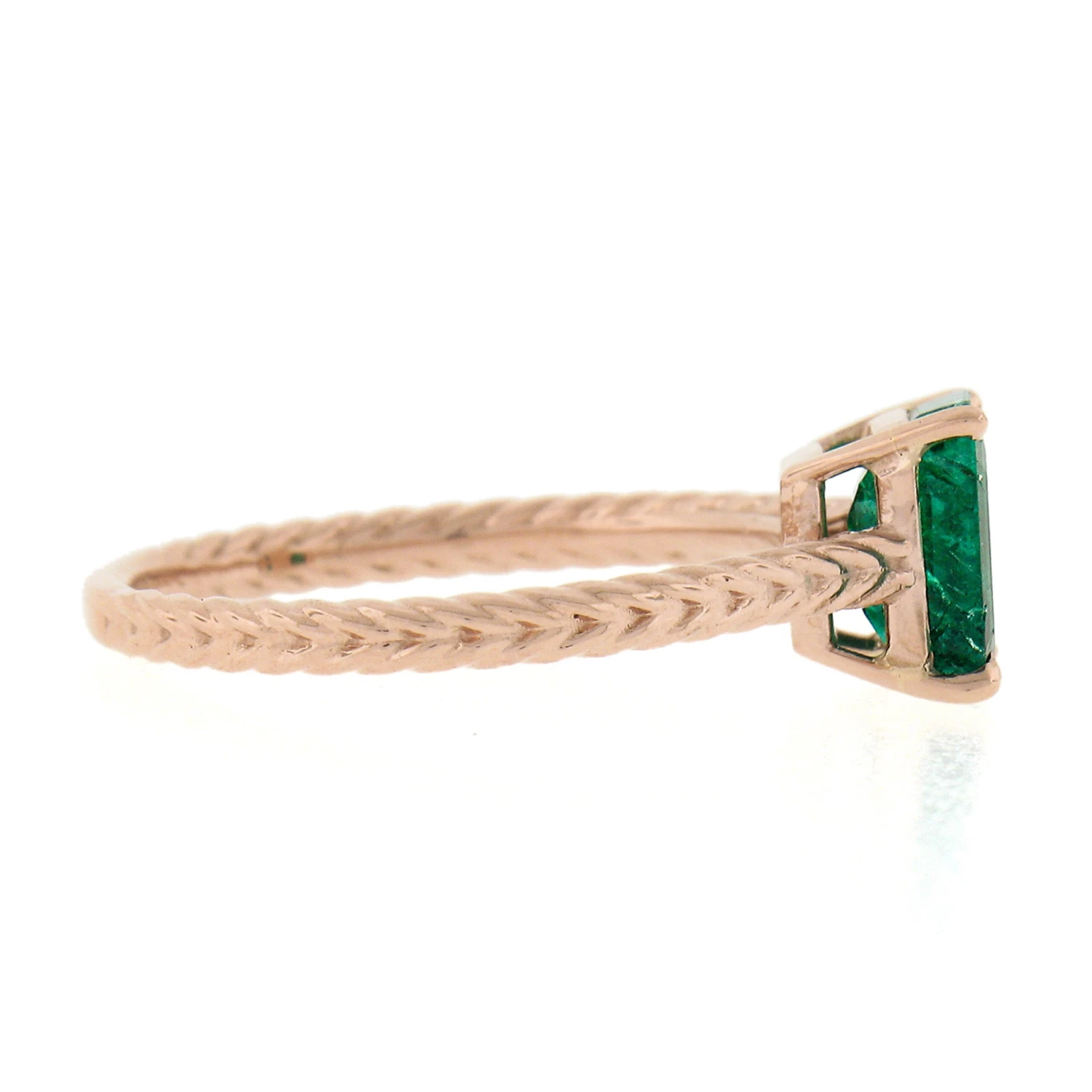 New 14k Gold 1.43ctw GIA Octagonal Prong Green Emerald Solitaire Engagement Ring 7 New 14k Gold 1.43ctw GIA Octagonal Prong Green Emerald Solitaire Engagement Ring – Image 5