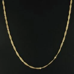 Unknown Italian 14k Gold Braided Snake Link Chain Necklace With Polished Sections 9 Unknown Italian 14k Gold Braided Snake Link Chain Necklace With Polished Sections -Mode Bijouterie Magasin IMG 3370 marked master