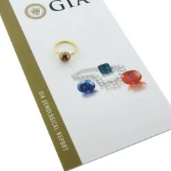 18k Gold 1.51ctw GIA No Heat Cushion Vivid Red Ruby & Diamond Flower Halo Ring -Mode Bijouterie Magasin IMG 3428 marked master