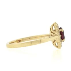 18k Gold 1.51ctw GIA No Heat Cushion Vivid Red Ruby & Diamond Flower Halo Ring -Mode Bijouterie Magasin IMG 3532 marked master