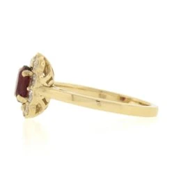 18k Gold 1.51ctw GIA No Heat Cushion Vivid Red Ruby & Diamond Flower Halo Ring -Mode Bijouterie Magasin IMG 3533 marked master