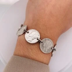 7 Mercury Dimes Toggle Bracelet Sterling Silver Cute Bracelet -Mode Bijouterie Magasin IMG 3554 master