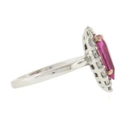 Platinum 2.46ctw Gia Pear Pink Sapphire & Diamond Halo Engagement Cocktail Ring -Mode Bijouterie Magasin IMG 3560 marked master