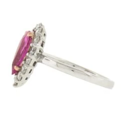 Platinum 2.46ctw Gia Pear Pink Sapphire & Diamond Halo Engagement Cocktail Ring -Mode Bijouterie Magasin IMG 3561 marked master