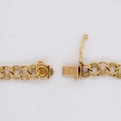 Gold Charm Bracelet Double Link Chain Bracelet In 14k Yellow Gold 8 Gold Charm Bracelet Double Link Chain Bracelet In 14k Yellow Gold -Mode Bijouterie Magasin IMG 3611 master