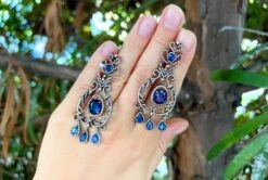 Unknown Kyanite Earrings 9.85 Carats With Diamonds 3.80 Carats Silver -Mode Bijouterie Magasin IMG 3816 master