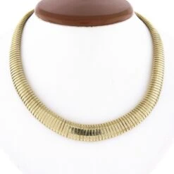 Unknown Estate Italian 14k Yellow Gold 16" Smooth Accordion Snake Link Chain Necklace -Mode Bijouterie Magasin IMG 4002 marked master