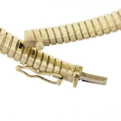 Unknown Estate Italian 14k Yellow Gold 16" Smooth Accordion Snake Link Chain Necklace -Mode Bijouterie Magasin IMG 4023 marked master